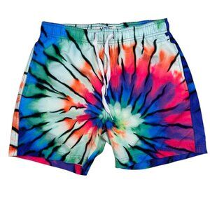 UZZI Small Men Tie Dye Swim Trunks Beach Coastal Boating Resortwear